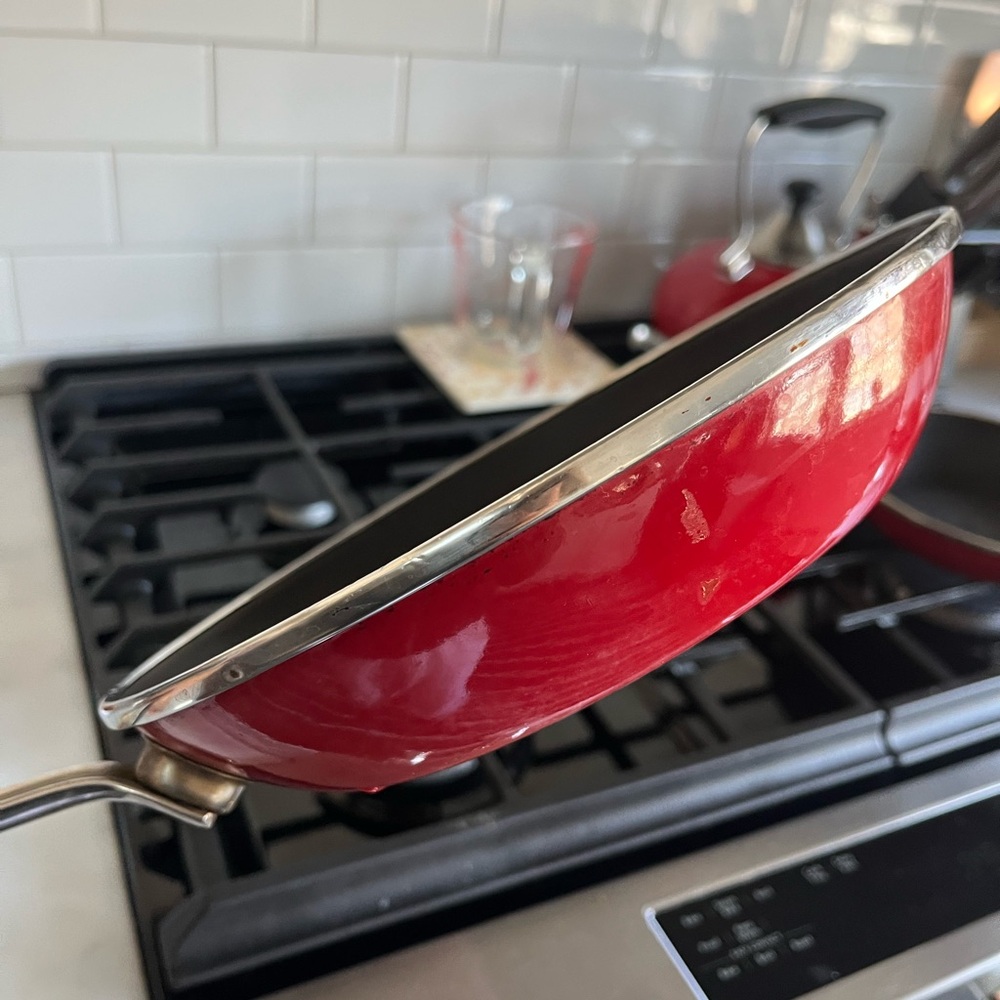 Vintage Chantal Enamel on Steel 9.75” Frying Pan - Chili Red